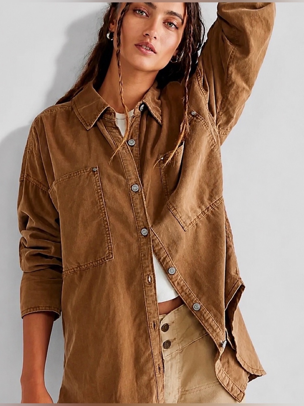 WE THE FREE Heartland Brown Corduroy Shirt Jacket XS